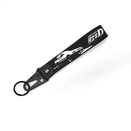 Initial D Car Keychain Nylon JDM Style Gift Lanyard Keyring Auto Key Steel Spring Clip Key Starp Key Pendant
