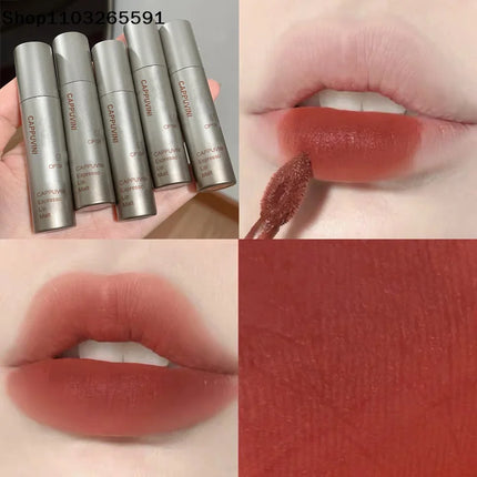 Cappuvini Mini Silver Tube Matte Velvet Lip Gloss – Waterproof, Non-Stick, Smudge-Proof, Long-Lasting Liquid Lipstick