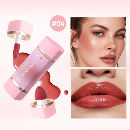  2-in-1 Liquid Blush Matte Lip Gloss Dual-purpose Liquid Blush Waterproof Multi-purpose Blush Stick Cheek Natural Blusher Cute