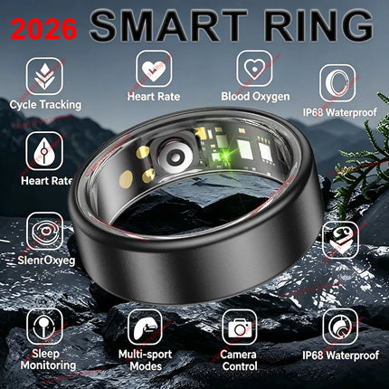 R10 Smart Ring with Charging Case for Men Women, Health and Sleep Monitor, 5ATM Waterproof, Multi-sport Mode,Camera Control Ring