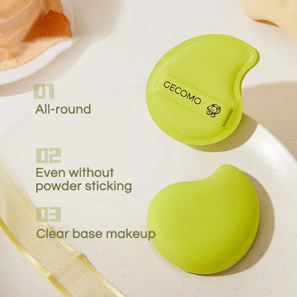 GECOMO 2 Pieces Mango-shaped Marshmallow Powder Puff Wet And Dry Dual-use Soft & Skin-friendly Makeup Sponge
