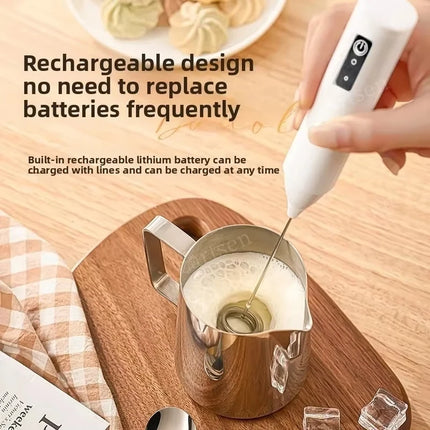 Wireless electric milk frother, mixer, egg beater, 3-speed handheld coffee cream, peanut butter, egg mixer, baking accessories