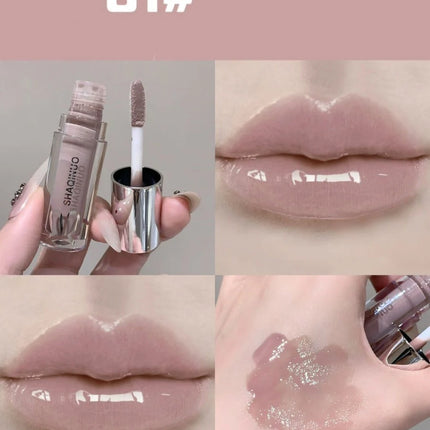 NEW Water Glazed Mirror Lip Gloss Makeup Crystal Nude Jelly Moisturizing Lip Glaze Long Lasting Black Liquid Lipstick Cosmetics