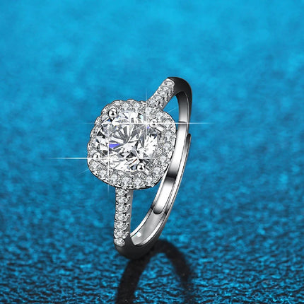Luxury Women's S925 Silver Rings Fashion Adjustable Size 0.5ct(5mm) GRA Moissanite Ring For Women Jewelry Gift With Boxed