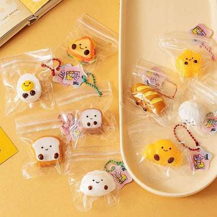 5Pcs Bread Dumping Food Stress Relief Squeeze Toys Mini Mochi  Toys Sensory Pinch Fun Party Favor Gift Keychain PendantHot