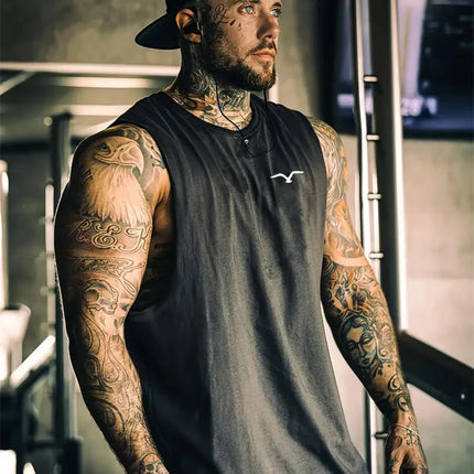New Men's Outdoor Casual T-Shirt Gym Exercise Sleeveless Shirt Mens Summer Loose Undershirt Running Vest Fashion Casual Clothing