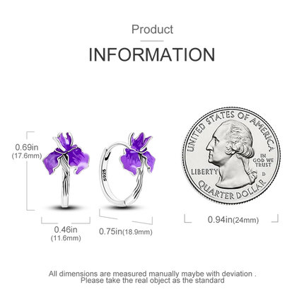 925 Sterling Silver Purple Butterfly Rainbow Flower Stud Earrings for Women Girl Ear Studs Jewelry Fashion Luxury Anniversary