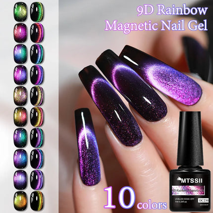 9D Rainbow Cat Magnetic Gel Nail Polish Chameleon Galaxy Effect Magnetic Semi Permanent Soak Off UV Gel Varnish Nail Supplies