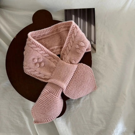 Korean Style Baby Scarf Simple Solid Color Crossover Neck Warmer Warm Soft Knit for Infant Toddler Outdoor Easy Match Outerwear