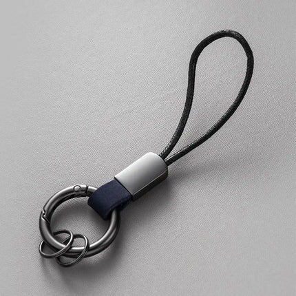 Genuine Leather Key Chains for Men Women Car Keychain Lanyard Cotton Rope Strap Metal Keyring Gift Trendy Key Holder