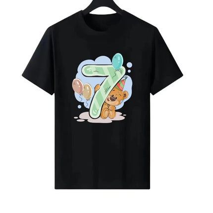 Letter Number Woman Family Round Neck Parent-child Clothing Loose Tops Unisex Comfort Y2k Short Sleeves T-Shirt Men Blouses
