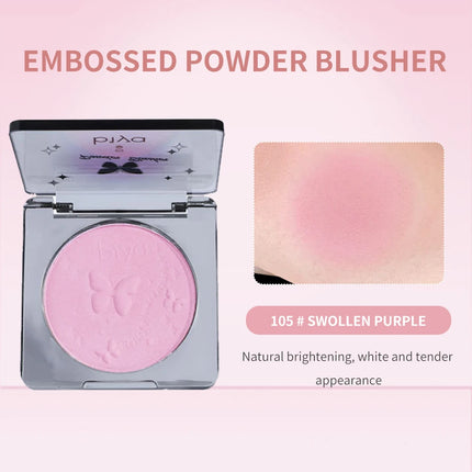 Biya Embossed Monochrome Face Blush Fine Powder Natural Matte Brightening Skin Makeup Blush Palette Rouge