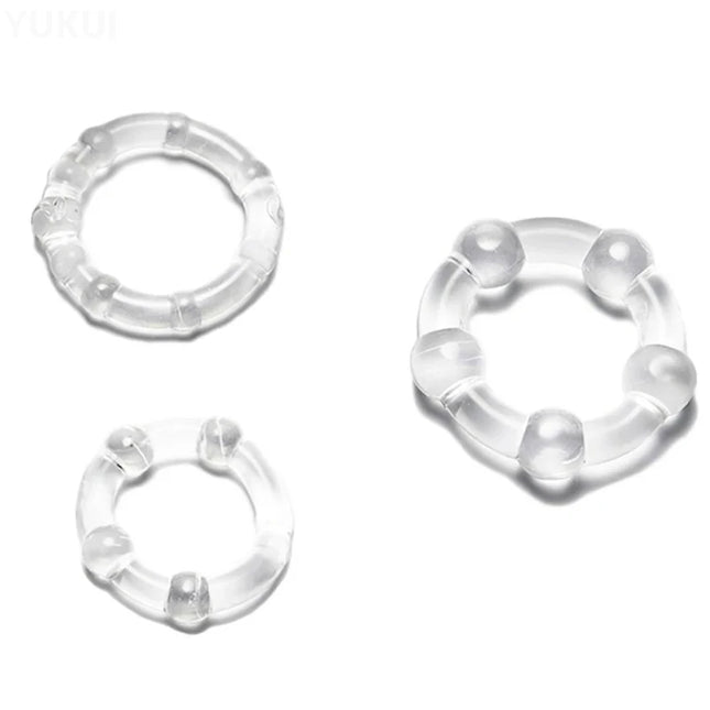 3Pcs Beaded Silicone Penis Ring - Delay Ejaculation & Enhanced Stamina Erection Ring for Men Adult Sex Toy Sex Tool for Man