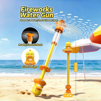Summer Unicorn Scattering Firecracker Water Gun, Pull-Back Water Cannon, Spraying Water Fun Toy for Kids