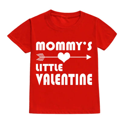 Daddy and Mommy's Valentine Print Kids T-Shirt Child Red Shirts Tops Boys Girls T-Shirt Valentine's Day Party Gifts Casual Clothes