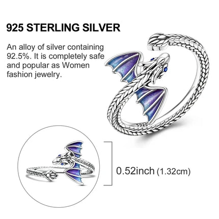 Women Silver Finger Rings for Women Original 925 Sterling Silver Dream Catcher Dragon Ring Sun Zircon Heart Wedding Jewelry