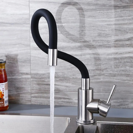 Universal Swivel Black Hose Kitchen Faucet Kitchen Sink Faucet Sink Tap Mounted Deck Bathroom Hot And Cold Water Mixer Crane
