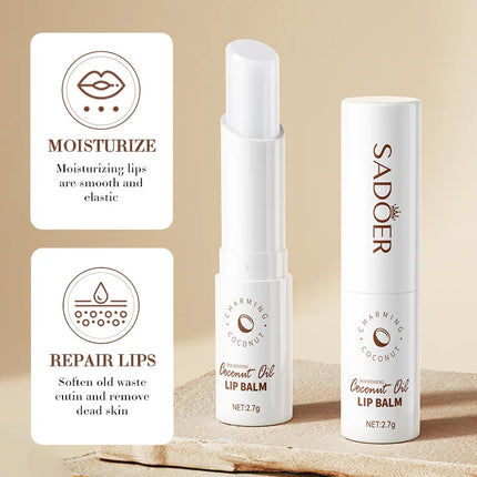 SADOER Coconut Lip Balm - Lasting Nourishment and Moisture for Men and Women - Daily Care Lip Balm