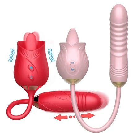 Rose Tongue Licking Vibration Sex Toys Silicone Dildo Vibrator for Women 3in1 G Spot Stimulate Anal Vibrators Adult Sex Toys