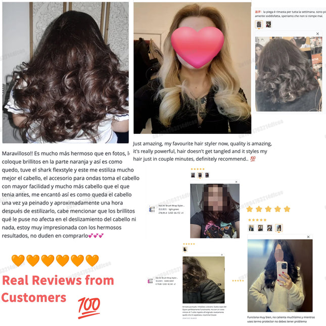 220V Hair Curler 6In1 Multi Hair Styler Curling Iron Hot Air Brush 20/30mm Auto-Curling Barrel Soft Straightening Brush HairDrye