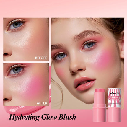 Lakerain Hydrating Glow Blush Waterproof Non-sticky Natural Saturated Blush Stick Long-lasting Moisture Brightening Jelly Blush