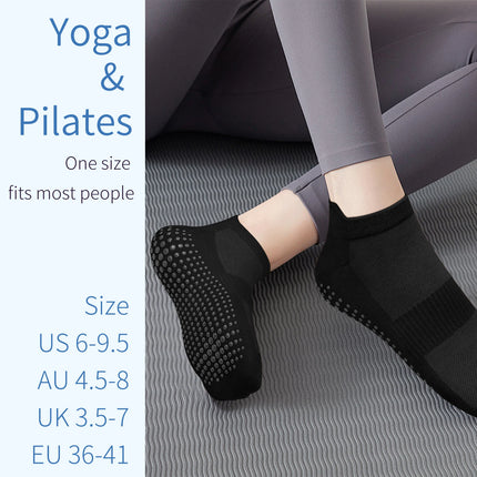 3 Pairs Yoga Socks Women Cotton Short Mesh Breathable Professional Non-slip Floor Pilates Dance Sports Gym Socks