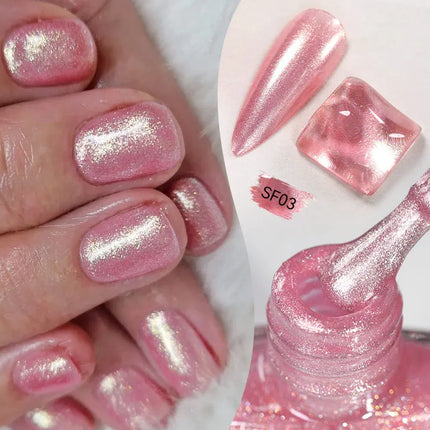 LILYCUTE 7ml Glitter Nail Polish Colorful Bright Shining Pearl Auroras Effect Shell Manicue Nail Art Varnish No Need Lamp Cured