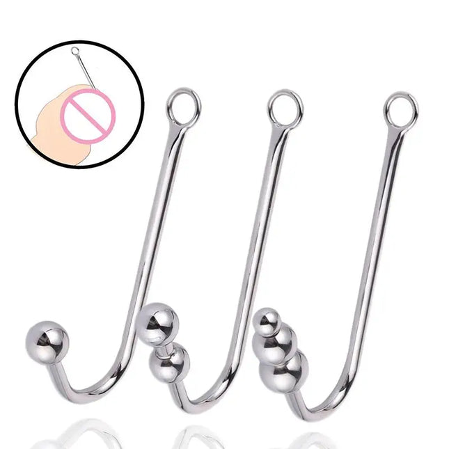 Stainless Steel Anal Hook With Anal Beads Hole Anal Hook Metal Butt Plug Anal Sex Toys Adult Product No Vibrator For Men Gay