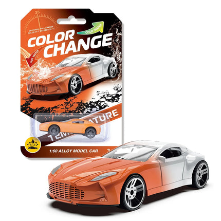 Mini Car Inertia Pull Back 1:64 Alloy Racing Toy with Temperature Sensitive Color Changing Magic Crash-Resistant Fun Gift