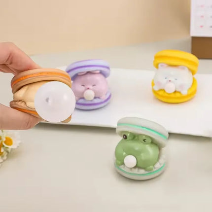 Cute Animal Frog Spitting Bubble Burger Stress Relief Pinch Children's Toys Office Funny Vent Toys Desktop Decorative Ornaments