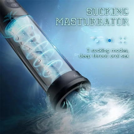 3 in 1 Water Spa Massager Penis Enlarger Male Masturbator Vacuum Pump with 3 Suction Intensities Endurance Trainer Penis for Men