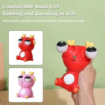 Cute Big Eyed Dragon Squishy Toy - Pop Eyes Fidget Keychain for Stress Relief Sensory Toy for Kids & Adults, Anxiety Relief Gift