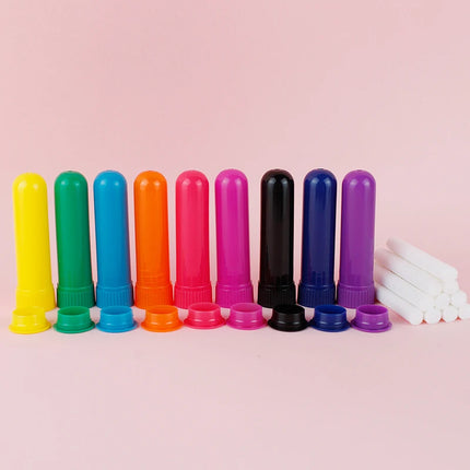 20-200set Colorful Plastic Nasal Inhalers Sticks Refill for Perfume with High Quality Replacement Cotton Wicks for Essentail Oil