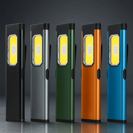 New Portable Aluminum alloy COB LED Flashlight with Magnetic Tail, USB Charging and Clip for Outdoor Work Light Hiking and campi