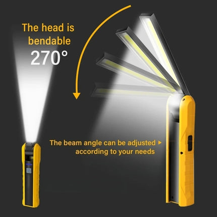 Rotatable COB Work Light LED Flashlight USB Charging Car Repair Lamp SOS Warning Light With Magnet Hook 4 Modes Camping Lantern
