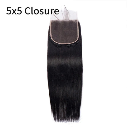 High-Quality 12A 5x5 Transparent Lace Closure 150% Density Straight Human Hair 8-18" Pre-Plucked Baby Hair Natural Color Capless