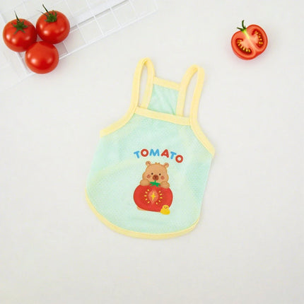 Pet Summer Breathable Ice Silk Strap Cat and Dog Cooling Clothes Cute Bear Printed Dog Clothes