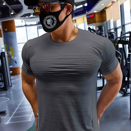 Muscle Training Compression T-shirt Man Running Dry Fit Tee Plain Color Plus Size Gym Men's T-shirts Sports Men Tops Sweatshirt