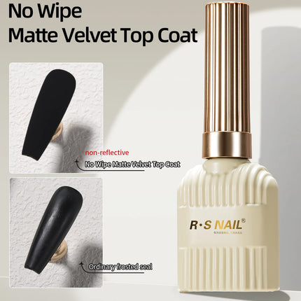 RSNAIL 10g Velvet Matte Top Coat Gel Nail Polish UV Gel Soak Off Semi-Permanent Varnish Clear Matte Top Coat Nail Art Lacquer