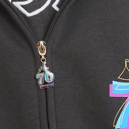 Disneyland 70th Anniversary Castle Mickey Mouse Cartoon Print Embroidery Fleece Sweatshirt Women Hooded Zipper VELOUR Jumper Top