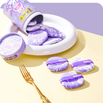 Lishu 6pcs Dry Wet Usable Makeup Cosmetic Puff Sponge Cushion Blendering Puff for Foundation Powder Soft and Cute