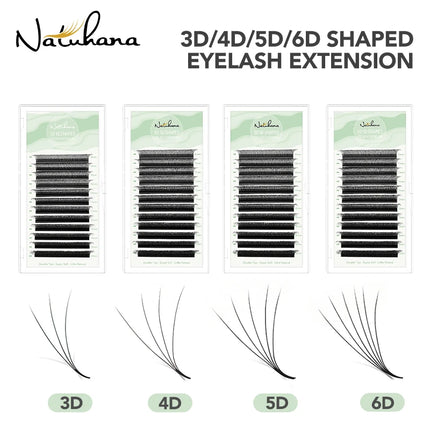 NATUHANA W Shape Eyelashes Extensions 3D 4D 5D 6D W Shaped Brown Black Clover Hand made Premade Volume Fans Lash Extensions