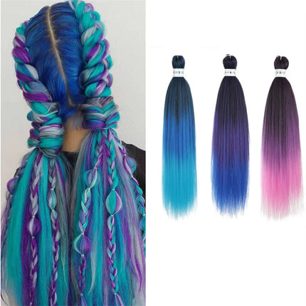 26"Corlorful Selling Jumbo Easy Braiding Hair Ombre Rainbow Braiding Cosplay Hair Synthetic Pre Stretched Hair Braids wigs