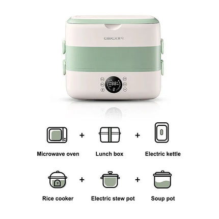 New Smart Electric Lunch Box 2L Multi-function Insulation Electric Lunch Box LED Digital Display Steamer Rice Cooker with Timer