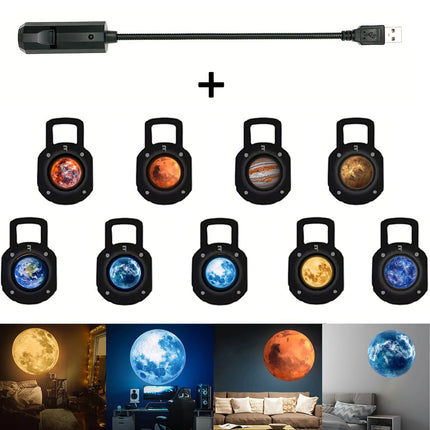USB planet projection lamp, 9 replacement planet projection, ceiling decoration, bedroom living room room night light