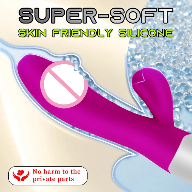 Realistic Rabbit Dildo Dual Vibrator G-Spot Clitoral Stimulation Massager Powerful Vibrating Vagina Masturbator Women's Sex Toy