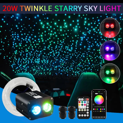 20W Twinkle Starry Sky Car Starlight headliner kit Fiber Optic Light  Sky Star Roof Decor Dual-color Display