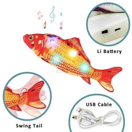 Electric Floppy Talking Fish for Baby Play Rechargeable Mimicking Toy Music Repeat Speaking LED Light Interactive Baby Toy Gift