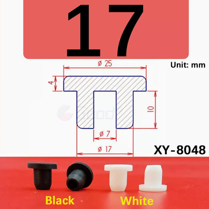 Black T-shaped silicone plug rubber hole cover dust-proof sealing, shock-absorbing foot pad  A-6.8mm~68.6mm