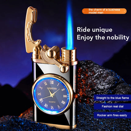 Creative Real Watch Metal Rocker Arm Butane Gas Torch Lighter Windproof Double Jet Flame Cigar Lighters Smoking Gadgets For Men